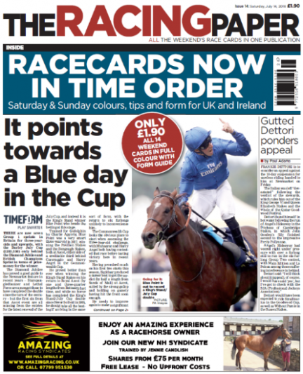 The Racing Paper Every Saturday Only £190 The Racing Paper